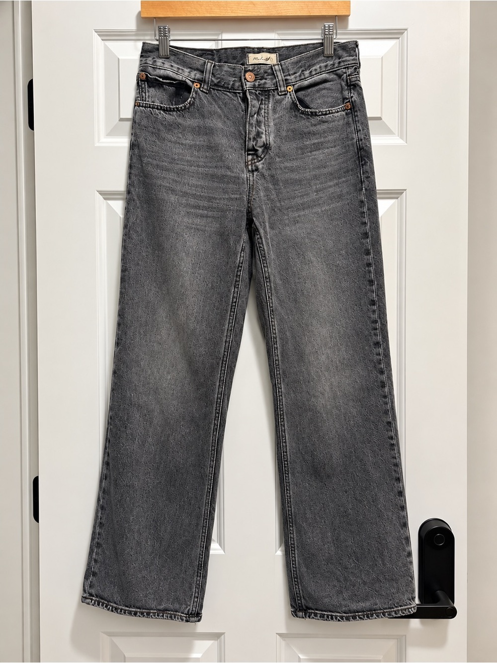 Zara Washed Black Wide Leg Jeans Size 10 High Rise Y2K ’90s Denim